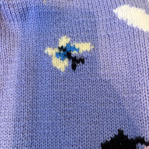 Handknit Vintage children sweater graphic cute 6 yrs purple spring cottagecore - Picture 3 of 14